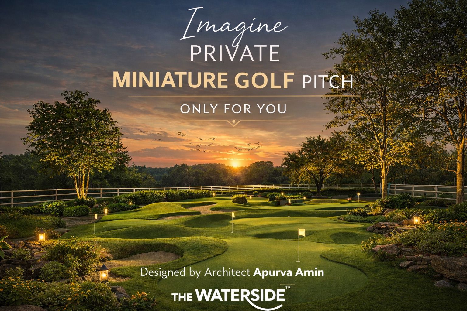 The Water Side wide private miniature golf pitch creative